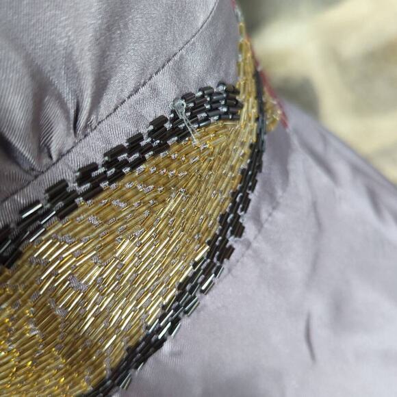 Twelve Dress Woman's Small Silk Beaded Gray Party Steampunk Gothic Formal - Picture 6 of 16